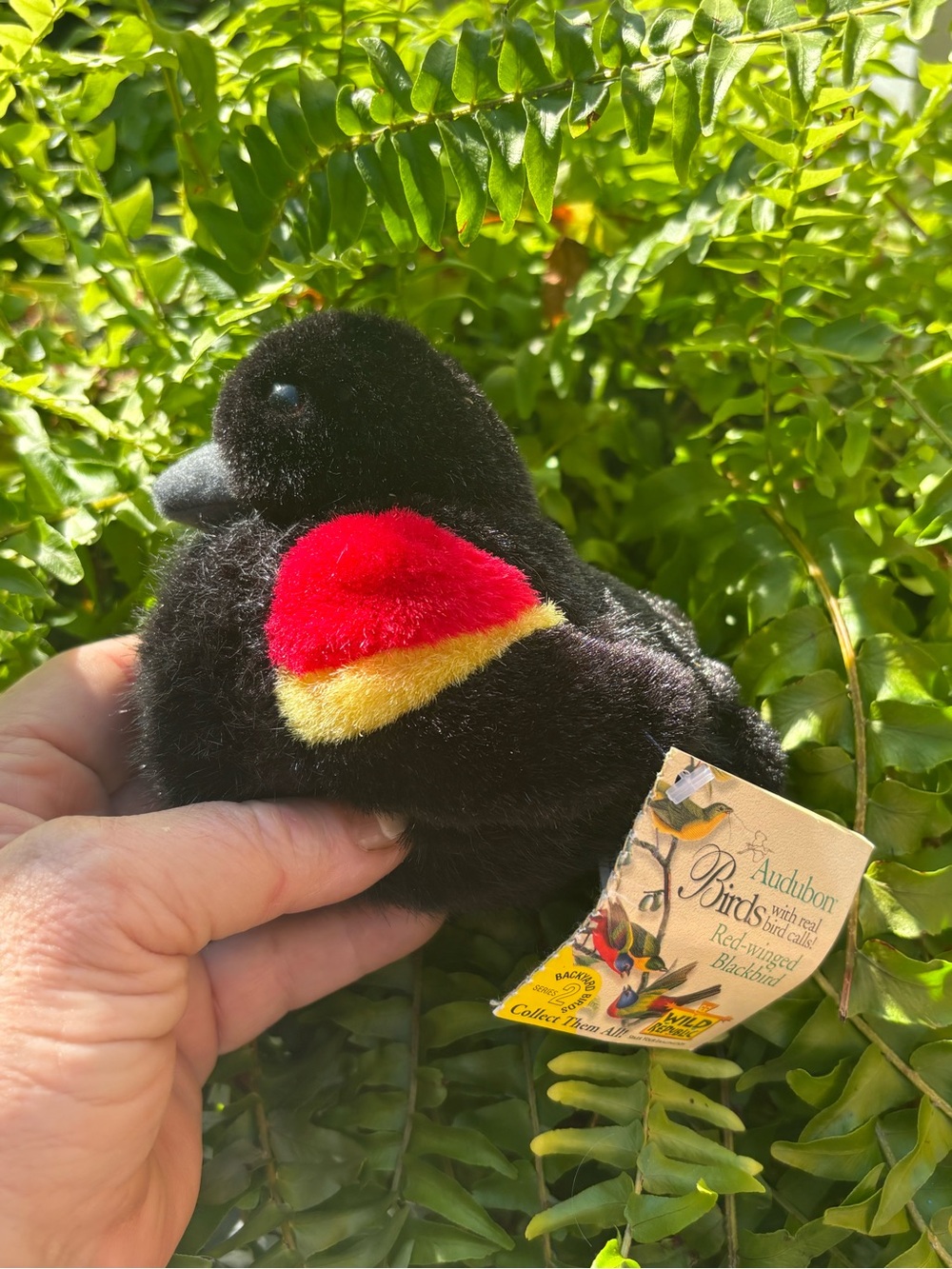 Wild Republic Audubon Red-Winged Blackbird Plush Real Bird Call w/ Tag